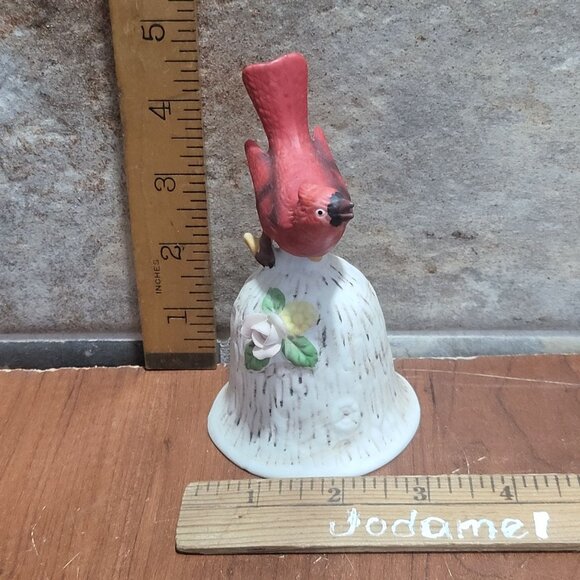 Vintage Red Cardinal Bird Bell Ceramic Figurine - Picture 9 of 9